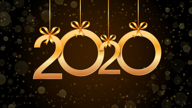 Resume bonne annee 2020 numeros suspendus or effet paillettes bokeh 73174 167